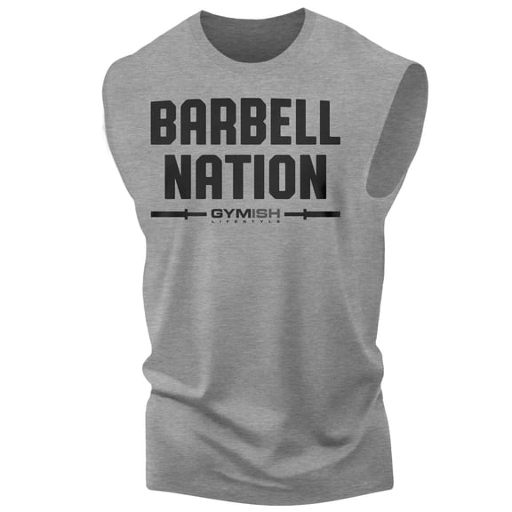 Gymish Barbell Nation WorkoutTank Top for Men – Funny Gym Shirt, Men’s Athletic Tee, Lifting T-Shirt, Fitness Apparel, Workout Clothes for Men