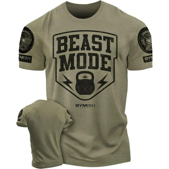 Gymish Beast Mode Workout Shirt for Men – Gym Lifting T-Shirt, Mens Gym Shirt, Motivational Gym Clothes, Athletic Workout Wear