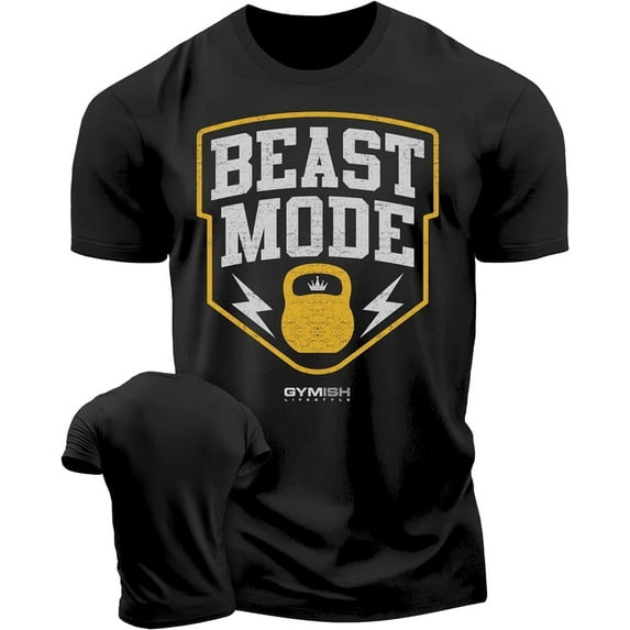 Gymish Beast Mode Workout Shirt for Men – Gym Lifting T-Shirt, Mens Gym Shirt, Motivational Gym Clothes, Athletic Workout Wear
