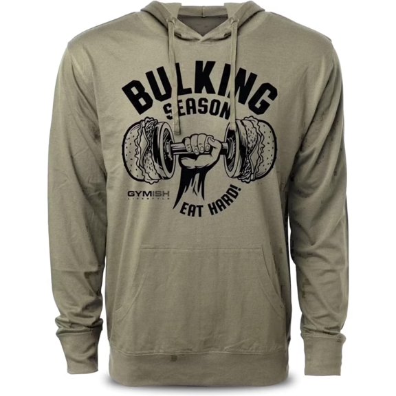 Gymish Bulking Season V2 Gym Hoodie – Motivational Workout T-Shirt for Men, Funny Lifting Tee, Gym Clothes, Men’s Athletic Workout Apparel