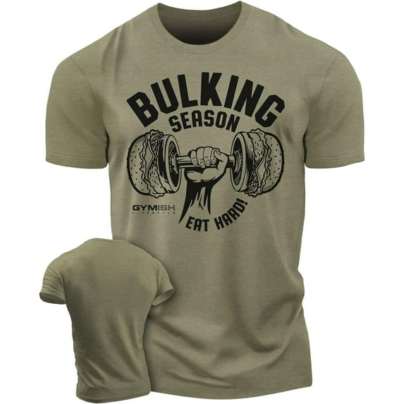 Gymish Bulking Season V2 Gym Shirt – Motivational Workout T-Shirt for Men, Funny Lifting Tee, Gym Clothes, Men’s Athletic Workout Apparel