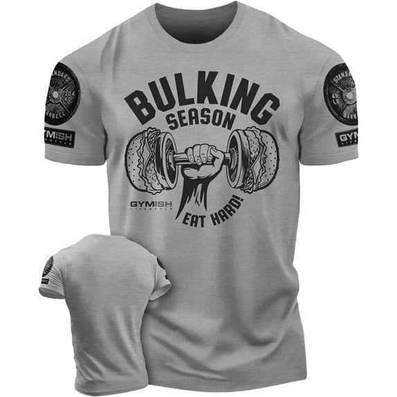 Gymish Bulking Season V2 Gym Shirt – Motivational Workout T-Shirt for Men, Funny Lifting Tee, Gym Clothes, Men’s Athletic Workout Apparel