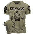 thumbnail image 1 of Gymish Dare to Defy Gravity Workout T-Shirt for Men – Funny Gym Shirt, Men's Athletic Tee, Lifting T-Shirt, Workout Clothes for Men, Fitness Apparel, 1 of 5