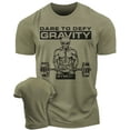 thumbnail image 1 of Gymish Dare to Defy Gravity Workout T-Shirt for Men – Funny Gym Shirt, Men's Athletic Tee, Lifting T-Shirt, Workout Clothes for Men, Fitness Apparel, 1 of 5