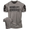 thumbnail image 1 of Gymish Deadlift Dominance Workout T-Shirt for Men, Funny Gym Shirt, Lifting Tee, Deadlift Shirt, Warm Grey with Sleeve Logo, X-Large, 1 of 6