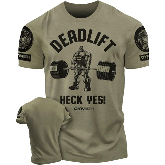 Gymish Deadlift Heck Yes Workout Shirt for Men – Funny Gym T-Shirt, Men’s Lifting Tee, Athletic Workout Shirt, Gym Clothes for Men