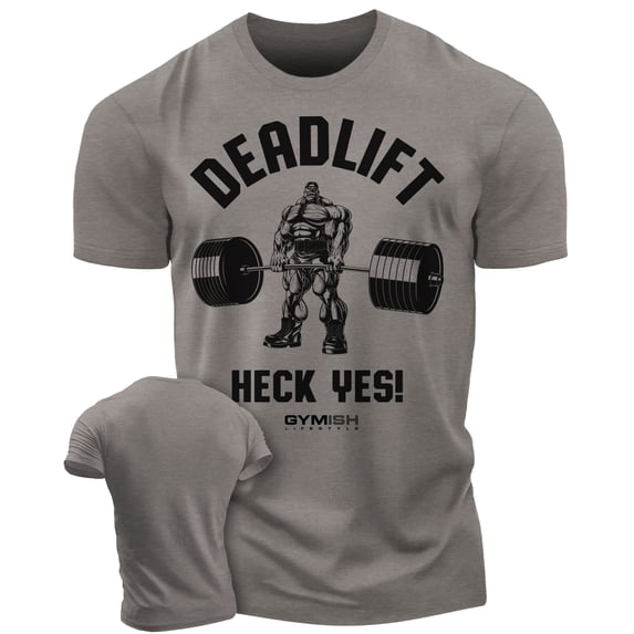 Gymish Deadlift Heck Yes Workout Shirt for Men – Funny Gym T-Shirt, Men’s Lifting Tee, Athletic Workout Shirt, Gym Clothes for Men