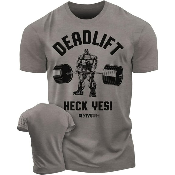 Gymish Deadlift Heck Yes Workout Shirt for Men – Funny Gym T-Shirt, Men’s Lifting Tee, Athletic Workout Shirt, Gym Clothes for Men