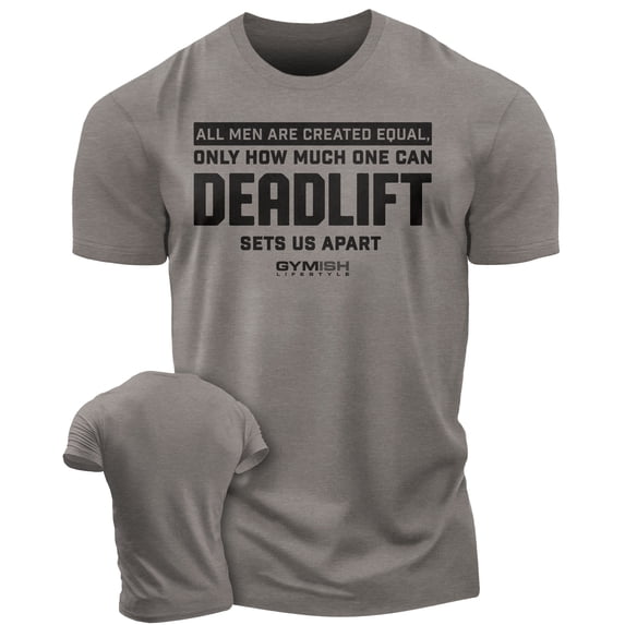 Gymish Deadlift Sets Us Apart Workout Shirt for Men – Funny Lifting Gym T-Shirt, Fitness Gift for Men, Warm Grey, Small