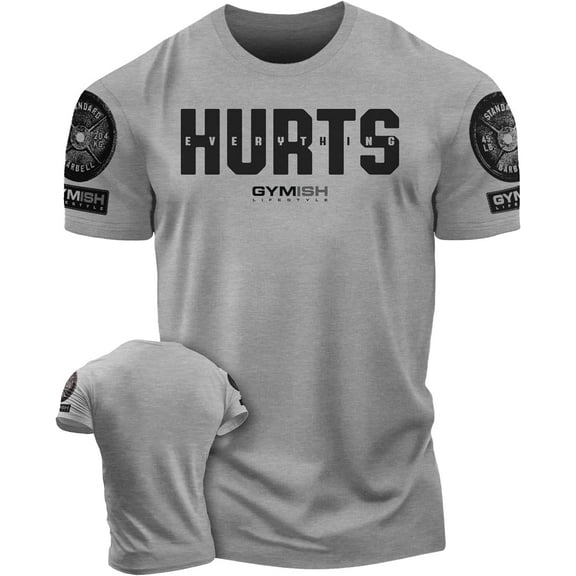 Gymish Everything Hurts Workout Shirt for Men - Funny Gym T-Shirt, Men's Lifting Tee, Motivational Fitness Shirt, Athletic Gym Wear
