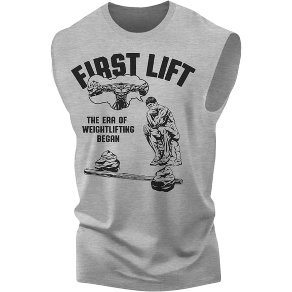 Gymish First Lift Workout Tank Top- Funny Gym Shirt, Men's Lifting Tee, Workout T-Shirt for Men, Athletic Gym Wear, Fitness & Weightlifting Shirt
