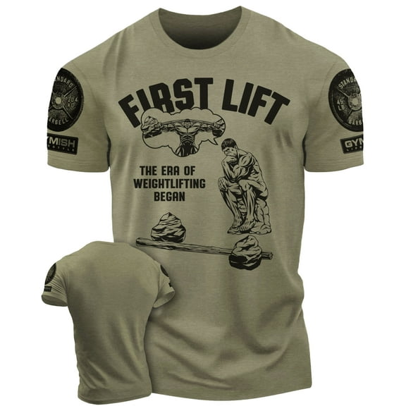 Gymish First Lift Workout T-Shirt - Funny Gym Shirt, Men's Lifting Tee, Workout T-Shirt for Men, Athletic Gym Wear, Fitness & Weightlifting Shirt