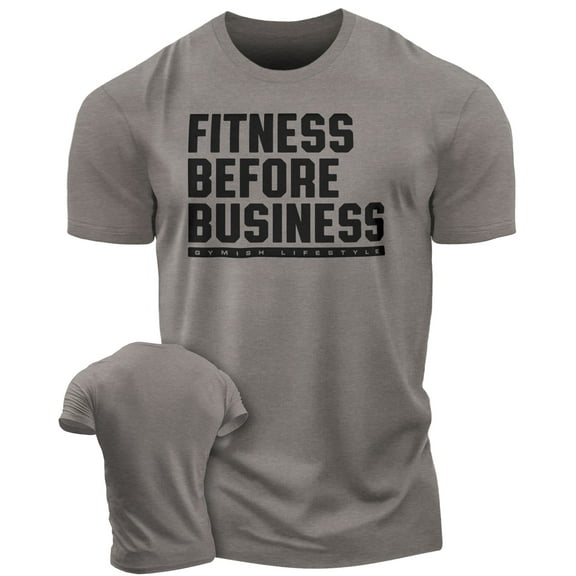 Gymish Fitness Before Business Funny Workout Gym T-Shirt for Men
