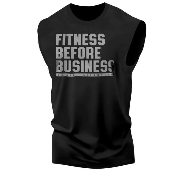 Gymish Fitness Before Business Workout Tank Top for Men – Funny Gym Shirt, Motivational Fitness Tee, Mens Athletic Training Top, Gym Wear