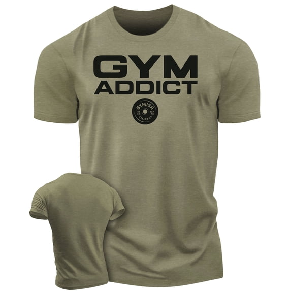 Gymish GYM-ADDICT Men’s Workout T-Shirt – Funny Gym Shirt, Lifting Tee, Athletic Fitness & Weightlifting Top