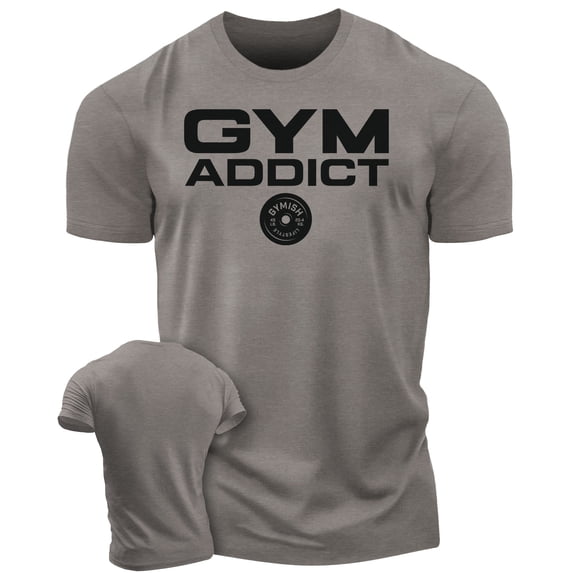 Gymish GYM-ADDICT Men’s Workout T-Shirt – Funny Gym Shirt, Lifting Tee, Athletic Fitness & Weightlifting Top