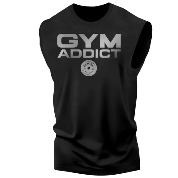 Gymish GYM-ADDICT Workout Tank Top - Funny Gym Shirt, Men's Lifting Tee, Workout T-Shirt for Men, Athletic Gym Wear, Fitness & Weightlifting Shirt