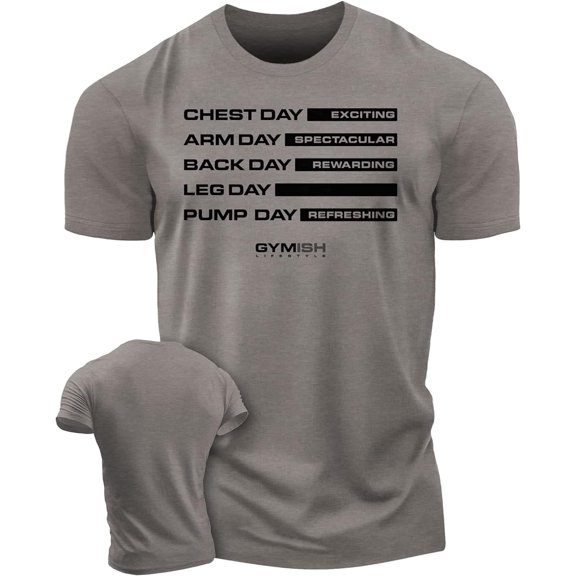 Gymish GYM DAYS LEG DAY Workout T-Shirt for Men – Funny Gym Shirt, Men's Gym T-Shirt, Lifting Shirt, Deadlift Tee, Workout Shirt, Gym Wear, Athletic Shirt for Men