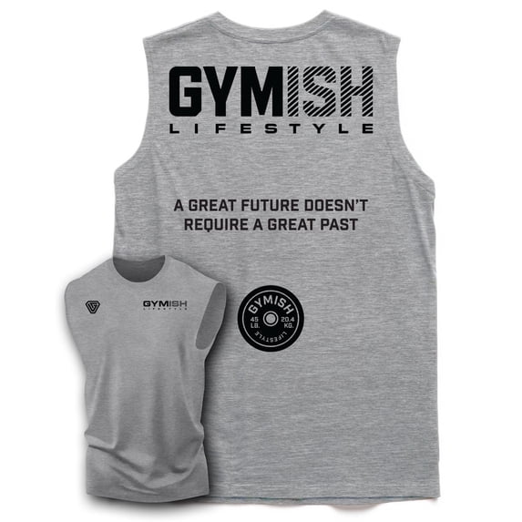 Gymish Great Future Back Workout Tank Top for Men – Funny Gym Shirt, Lifting Tank, Deadlift Workout Top, Heather Grey, XX-Large