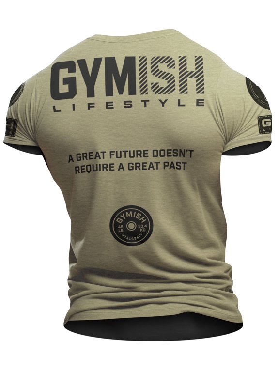 Great Future Back Workout T-Shirt for Men – Funny Gym Shirt, Lifting Tee, Deadlift Shirt, Military Green with Sleeve Logo, Medium