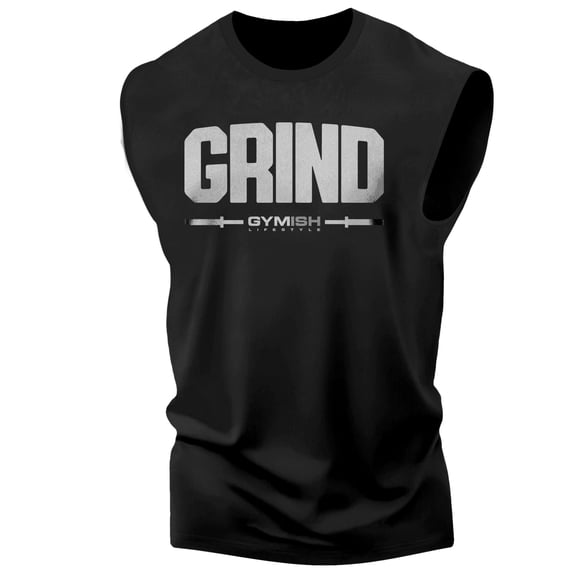 Gymish Grind Workout Muscle Tank Top for Men, Funny Gym Shirts, Lifting T-Shirt, Deadlift Tee, Men's Gym Shirt, Workout Tops, Powerlifting & Bodybuilding Tee