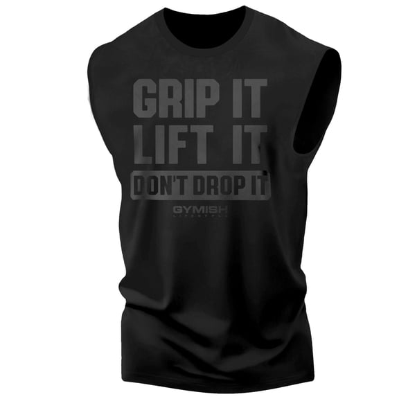 Gymish Grip It Workout Tank Top for Men – Funny Gym Shirt, Motivational Fitness Tee, Mens Athletic Training Top, Gym Wear for Lifters