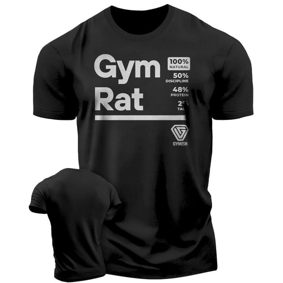 Gymish Gym Rat Workout T-Shirt for Men – Funny Gym Shirt, Men’s Athletic Tee, Lifting T-Shirt, Workout Clothes for Men, Fitness Training Apparel