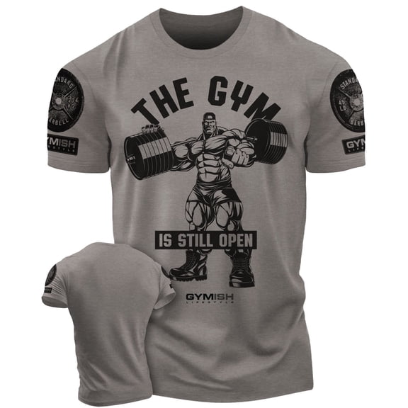 Gymish Gym Still Open Workout Shirt for Men – Motivational Gym T-Shirt, Funny Lifting Tee, Men's Gym Shirts, Workout T-Shirts, Athletic Gym Wear