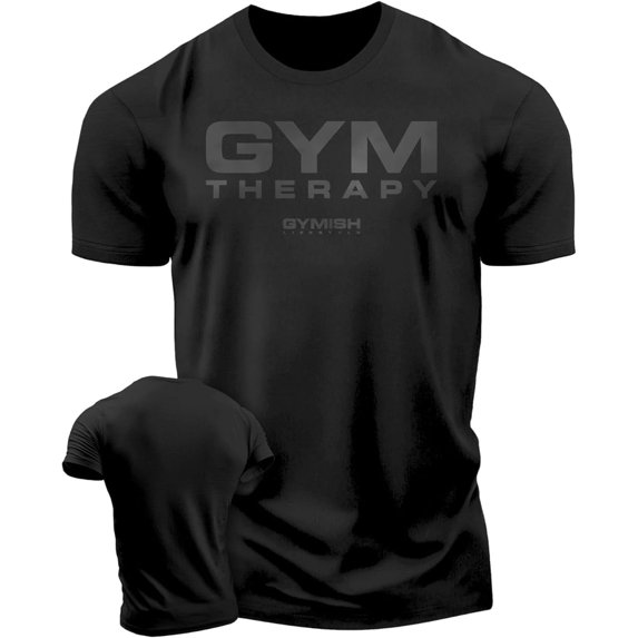 Gymish Gym Therapy Workout Shirts for Men – Cool Funny Gym T-Shirt, Men's Gym Shirts, Workout Tops, Athletic & Gym Wear