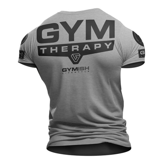 Gymish Gym Therapy Workout T-Shirt for Men – Funny Gym Shirt, Men's Workout Clothes, Athletic Gym Wear, Lifting Tee, Workout Shirts for Men