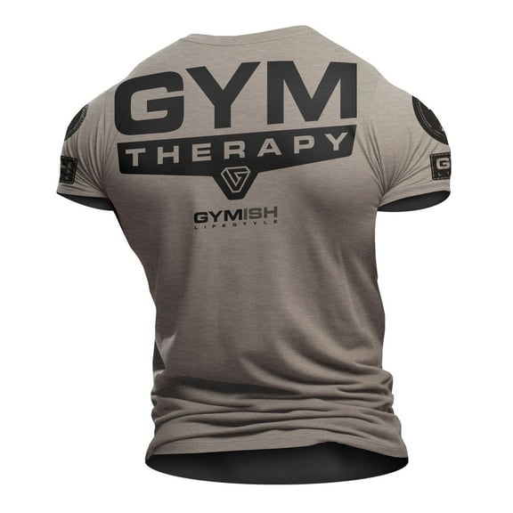 Gymish Gym Therapy Workout T-Shirt for Men – Funny Gym Shirt, Men's Workout Clothes, Athletic Gym Wear, Lifting Tee, Workout Shirts for Men
