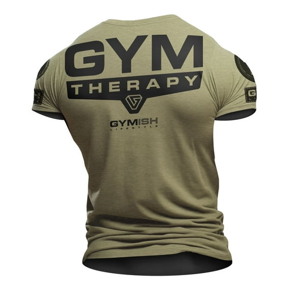 Gymish Gym Therapy Workout T-Shirt for Men – Funny Gym Shirt, Men's Workout Clothes, Athletic Gym Wear, Lifting Tee, Workout Shirts for Men
