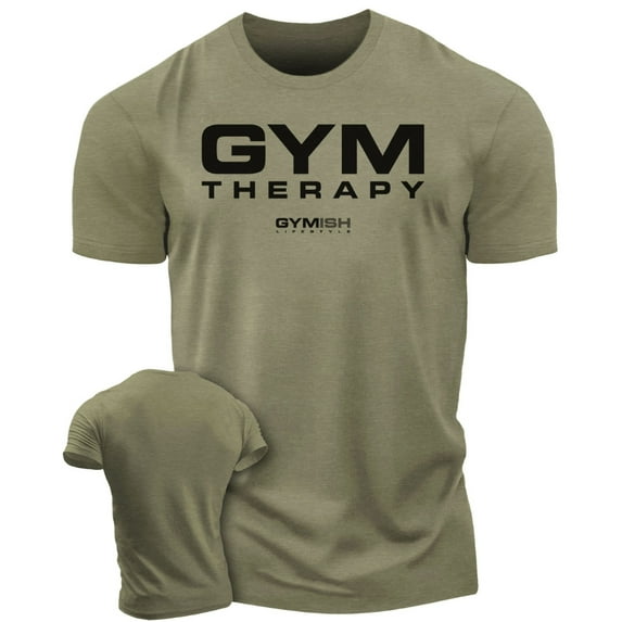 Gymish Gym Therapy Workout Shirts for Men – Cool Funny Gym T-Shirt, Men's Gym Shirts, Workout Tops, Athletic & Gym Wear