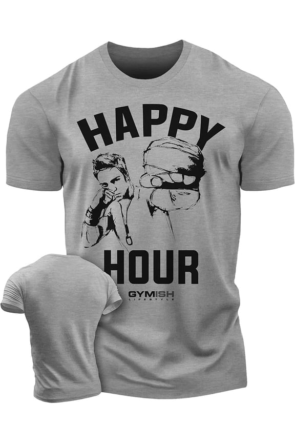 Happy Hour Kickboxer Workout T-Shirt - Funny Gym Shirt, Men's Lifting Tee, Workout T-Shirt for Men, Athletic Gym Wear, Fitness Shirt