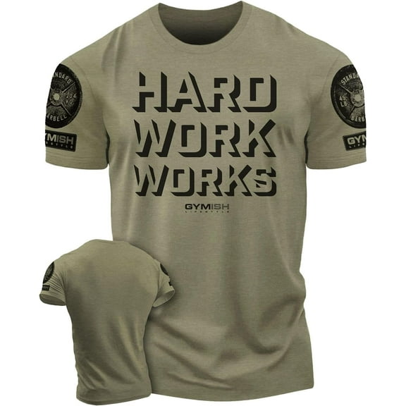 Gymish Hard Work Works Workout T-Shirt – Funny Gym Shirt for Men, Lifting Tee, Deadlift T-Shirt, Men’s Workout Apparel, Athletic Gym Wear