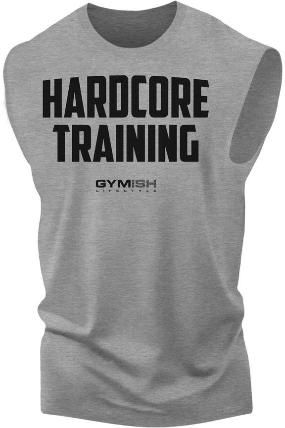 Hardcore Training Workout Muscle Tank Top for Men – Motivational Gym Shirt, Mens Gym Shirts, Gym TShirts for Men, Gym Clothes for Men, Men's Workout Shirts, Athletic Gym Wear