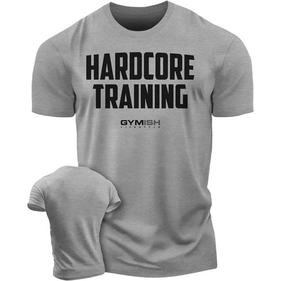 Gymish Hardcore Training Workout Shirts for Men – Motivational Gym Shirt, Mens Gym Shirts, Gym TShirts for Men, Gym Clothes for Men, Men's Workout Shirts, Athletic Gym Wear