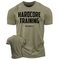 thumbnail image 1 of Gymish Hardcore Training Workout Shirt for Men – Motivational Gym T-Shirt, Athletic Fitness Gym Wear, Military Green, Small, 1 of 6