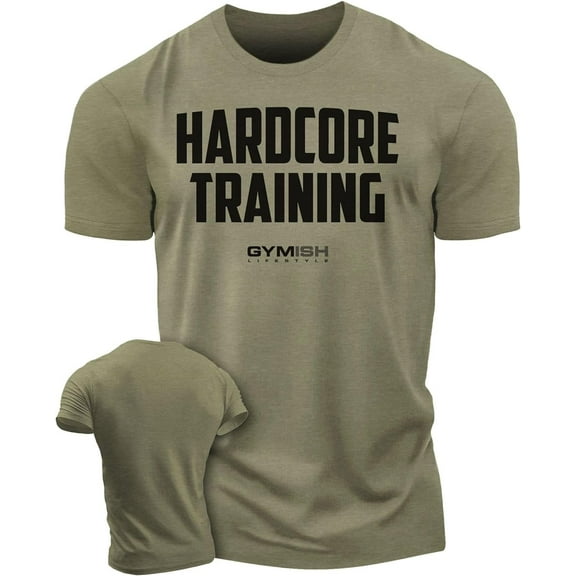 Gymish Hardcore Training Workout Shirts for Men – Motivational Gym Shirt, Mens Gym Shirts, Gym TShirts for Men, Gym Clothes for Men, Men's Workout Shirts, Athletic Gym Wear