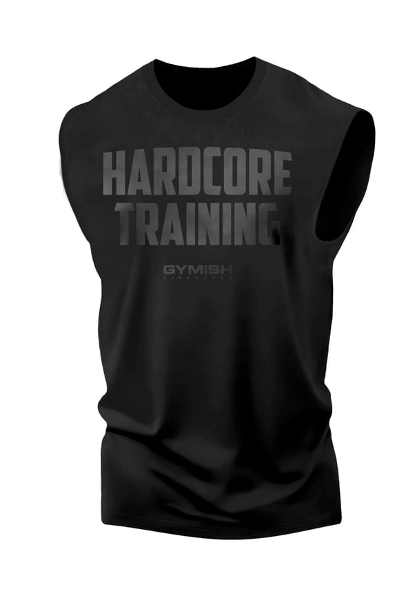 Hardcore Training Workout Tank Top for Men – Motivational Gym Shirt, Mens Fitness Tee, Athletic Training Top, Gym Wear for Men