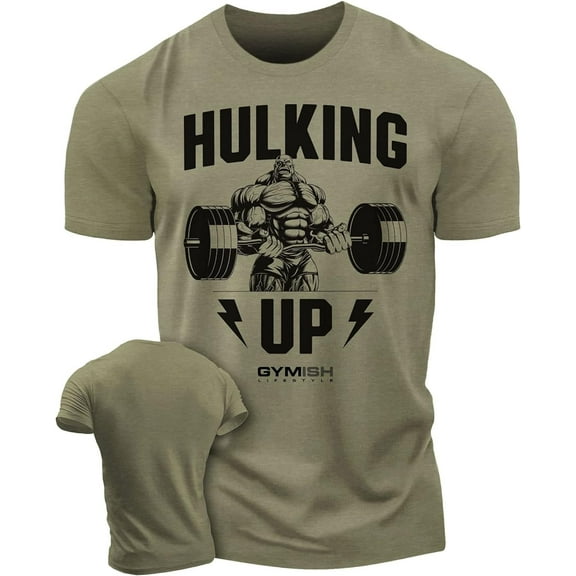 Gymish Hulking Up Workout T-Shirt - Funny Gym Shirt, Men's Lifting Tee, Workout T-Shirt for Men, Athletic Gym Wear, Fitness & Weightlifting Shirt