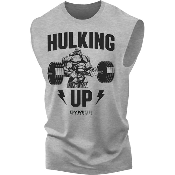 Gymish Hulking Up Men’s Muscle Tank Top – Sleeveless Workout Gym Shirt, Funny Lifting Tee for Men