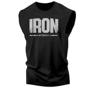 Gymish Iron Workout Muscle Tank Top for Men, Funny Gym Tank, Lifting Shirt, Deadlift Top, White, X-Large
