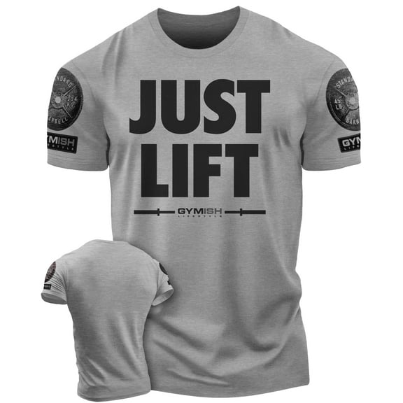 Gymish Just Lift Workout T-Shirt for Men – Funny Gym Shirt, Mens Gym TShirt, Motivational Fitness Tee, Gym Clothes for Men