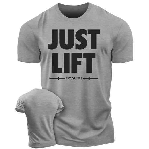 Gymish Just Lift Workout T-Shirt for Men – Funny Gym Shirt, Mens Gym TShirt, Motivational Fitness Tee, Gym Clothes for Men