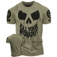 thumbnail image 1 of Gymish Kill Your Workout Shirt for Men – Funny Gym T-Shirt, Motivational Lifting Tee, Athletic Gym Wear, Military Green with Sleeve Logo, 3X-Large, 1 of 6
