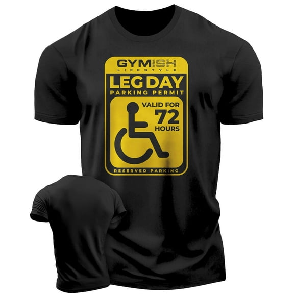 Gymish Leg Day Parking Permit Workout T-Shirt for Men – Funny Lifting Gym Shirt & Air Freshener Gift Set, Mens Gym Clothes, Motivational Fitness Tee