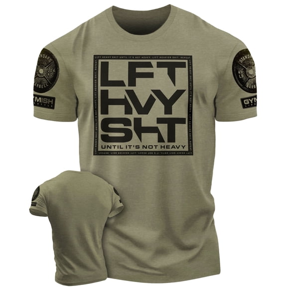 Gymish Lift Heavy SHT Workout T-Shirt for Men – Funny Gym Shirt, Mens Fitness Tee, Motivational Workout Clothes, Gym Wear for Lifters