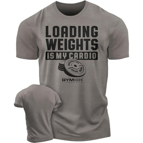 Gymish Loading Weights Is My Cardio Gym T-Shirt for Men – Motivational Workout Shirt, Mens Gym Shirt, Athletic Gym Clothes
