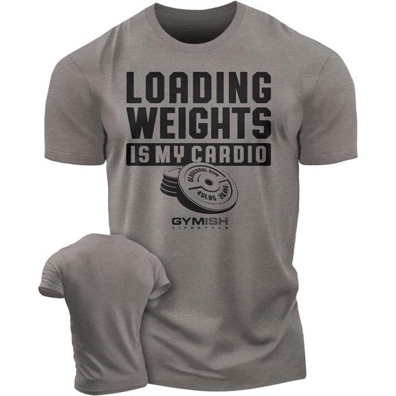 Gymish Loading Weights Is My Cardio Gym T-Shirt for Men – Motivational Workout Shirt, Mens Gym Shirt, Athletic Gym Clothes